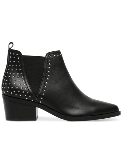 DOLCE VITA Womens Black Dual Goring Studded Zendra Pointed Toe Block Heel Leather Booties 5.5 M