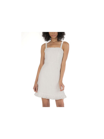 SPEECHLESS Womens Ivory Striped Sleeveless Square Neck Short Fit + Flare Dress Juniors L