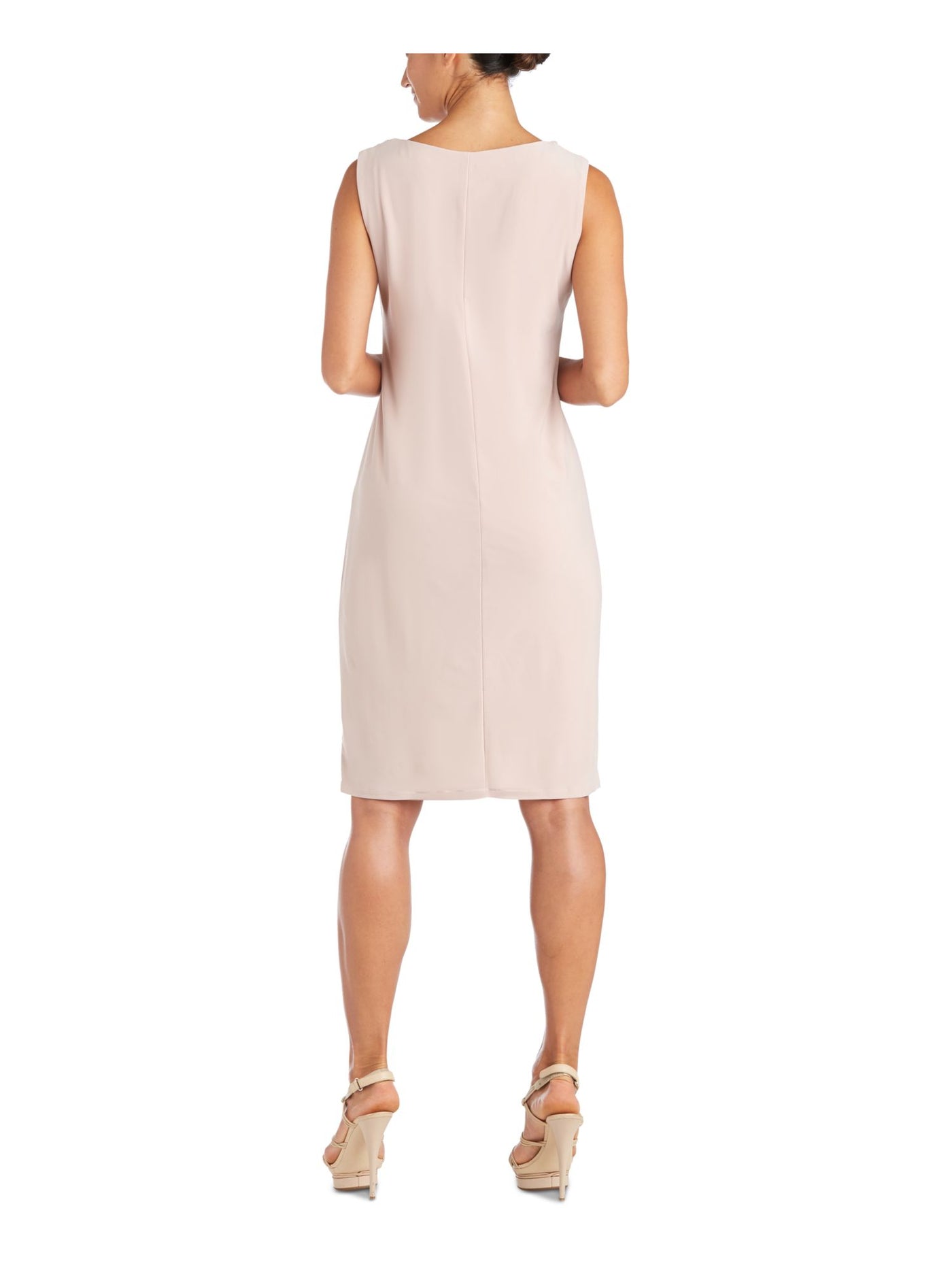 R&M RICHARDS Womens Pink Stretch Sleeveless Round Neck Above The Knee Wear To Work Sheath Dress 16