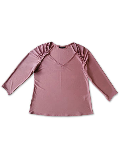 ALFANI Womens Pink Ruched Pleated Crew Neck Top M