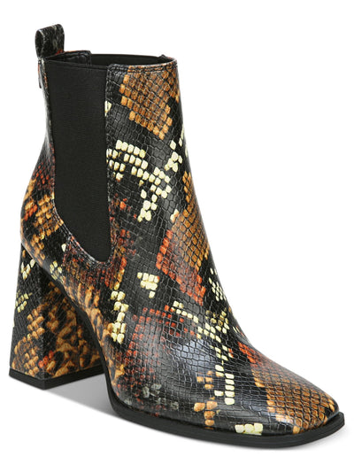 CIRCUS By Sam Edelman Womens Brown Snake Print Stretch Cushioned Polly Square Toe Flare Booties 6.5