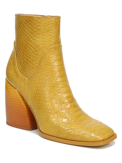 CIRCUS BY SAM EDELMAN Womens Yellow Snake Ombre Heel Logo Cushioned Palmina Flare Zip-Up Dress Booties 5 M