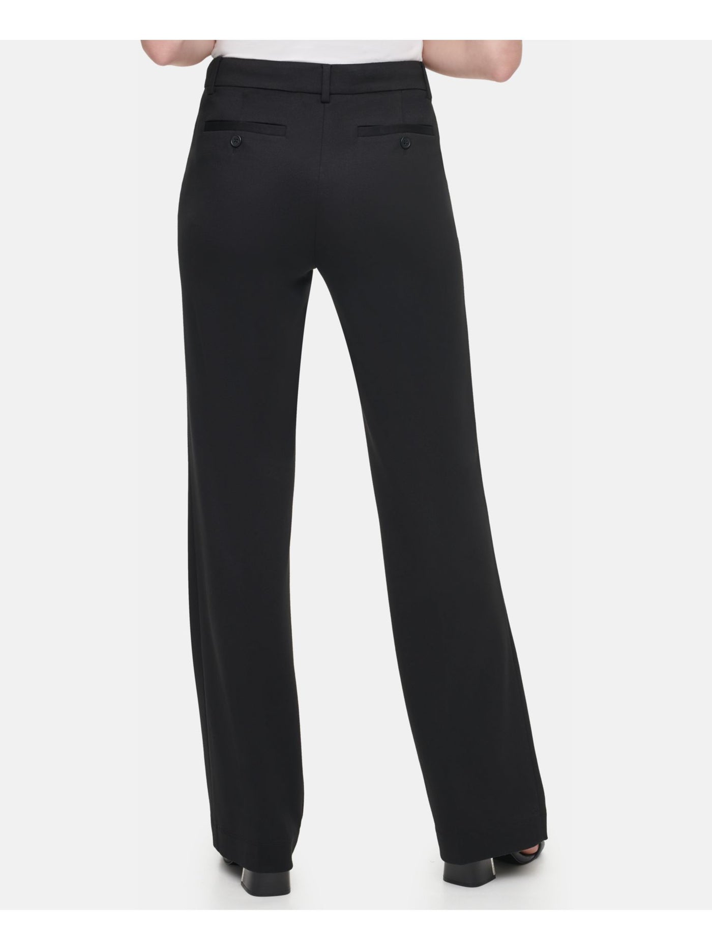 CALVIN KLEIN Womens Black Zippered Wear To Work Straight leg Pants 10