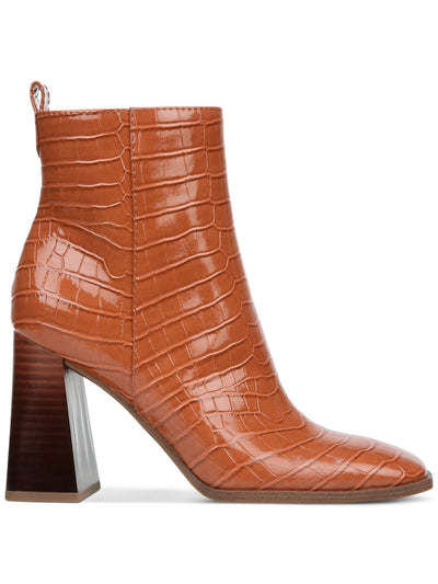 CIRCUS BY SAM EDELMAN Womens Orange Cushioned Pascha Square Toe Block Heel Zip-Up Booties 6.5