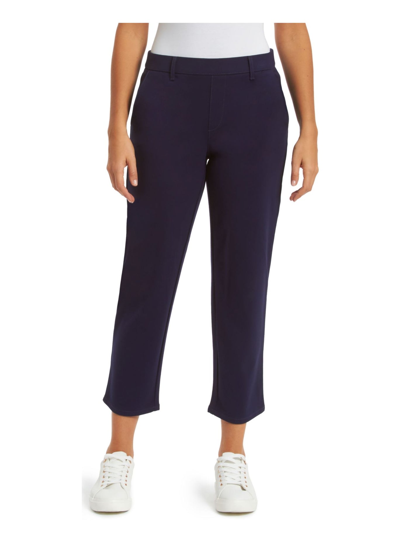 GLORIA VANDERBILT Womens Navy Pocketed Fitted Slimming Stretch Pull-on Style Cropped Pants 4