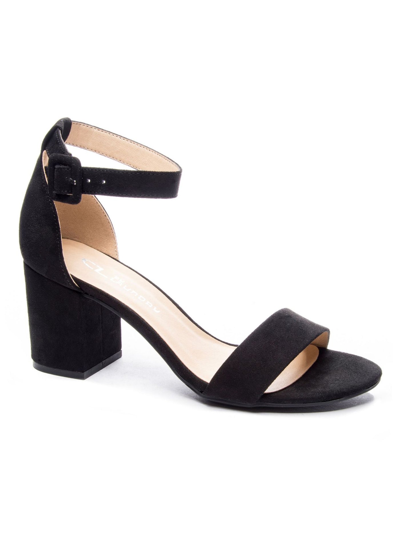 CL BY LAUNDRY Womens Black Ankle Strap Padded Jody Round Toe Block Heel Buckle Heeled Sandal 8