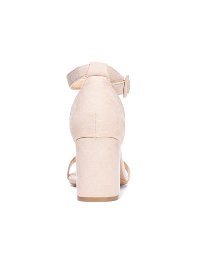 CL BY LAUNDRY Womens Beige Glitter Adjustable Jody Open Toe Block Heel Buckle Dress Sandals 8.5 M