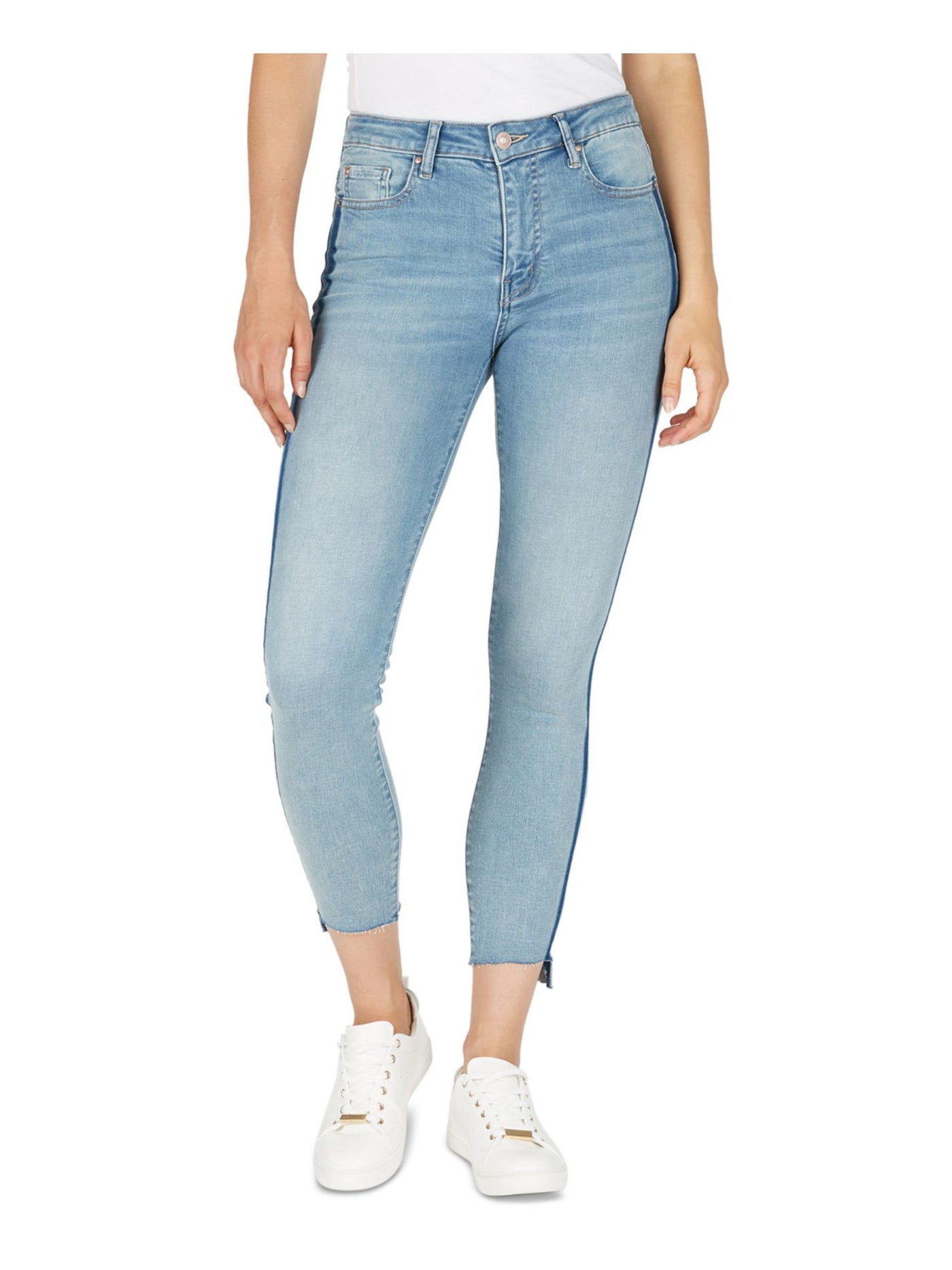 NUMERO Womens High Rise Tuxedo Stripes Stretch Skinny Jeans