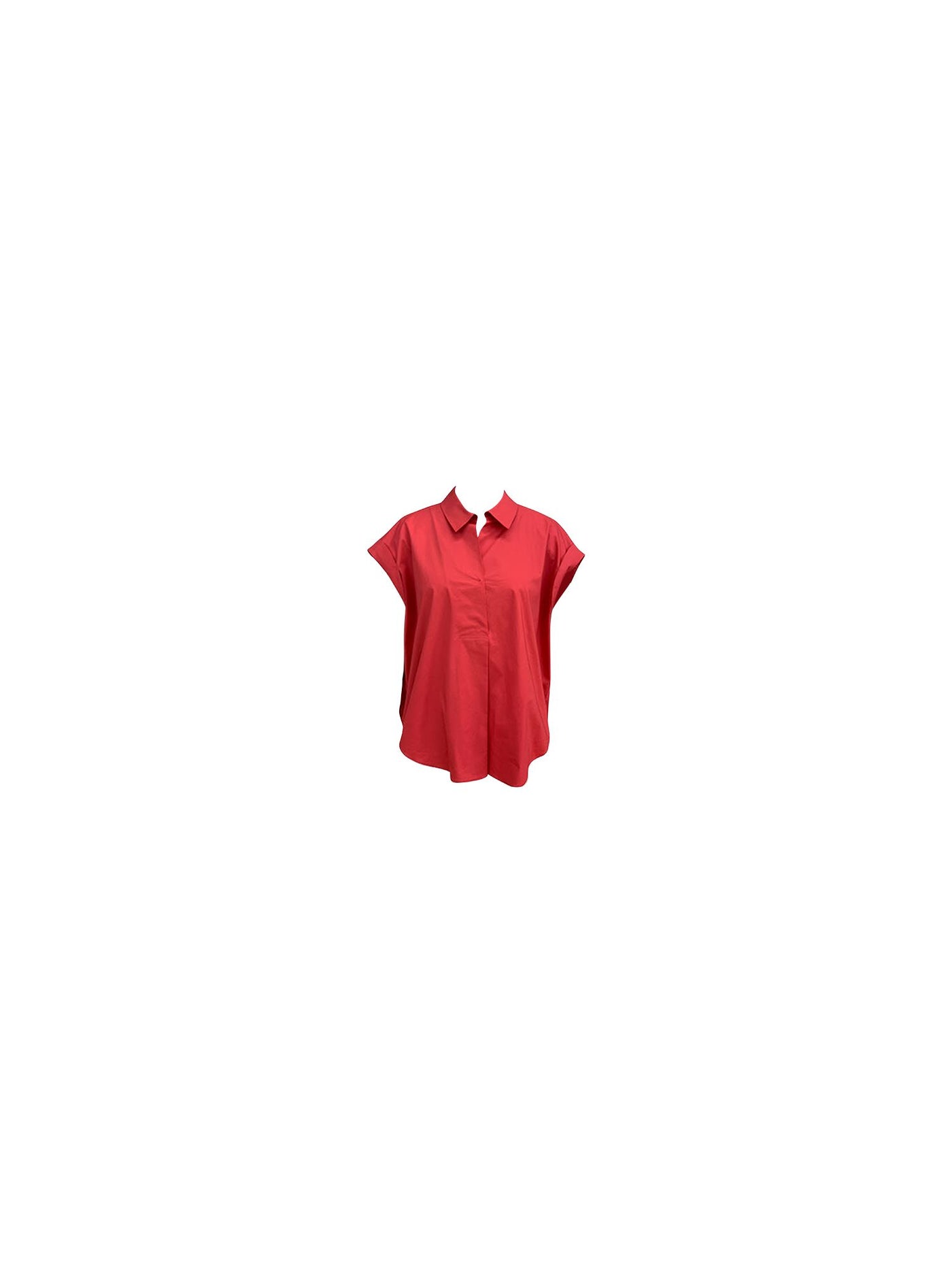 ALFANI Womens Red Pleated Cap Sleeve Collared Top Size: M