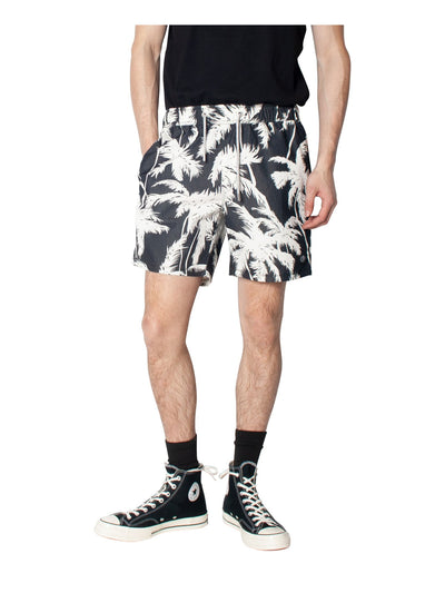 ZGY DENIM Mens Black Drawstring, Printed Shorts S