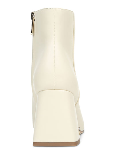 CIRCUS BY SAM EDELMAN Womens Ivory Heel Accent Cushioned Kate Square Toe Block Heel Zip-Up Booties 8 M