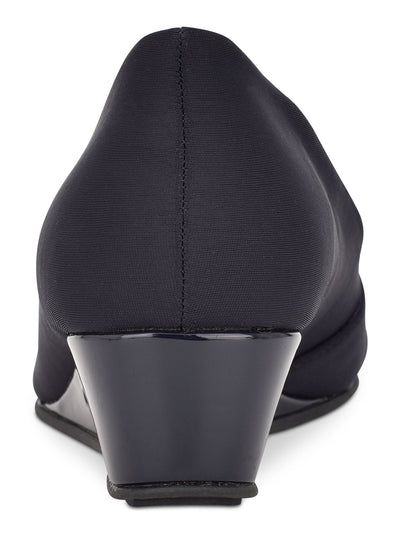BANDOLINO Womens Black Crossover Detail At Vamp Pleated Caddia Round Toe Wedge Slip On Dress Pumps Shoes 7.5 M