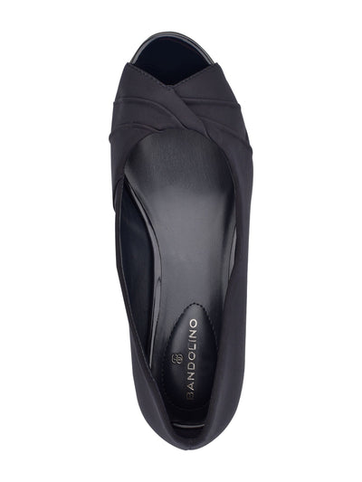 BANDOLINO Womens Black Crossover Detail At Vamp Pleated Caddia Round Toe Wedge Slip On Dress Pumps Shoes 7.5 M