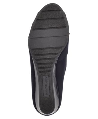 BANDOLINO Womens Black Crossover Detail At Vamp Pleated Caddia Round Toe Wedge Slip On Dress Pumps Shoes M