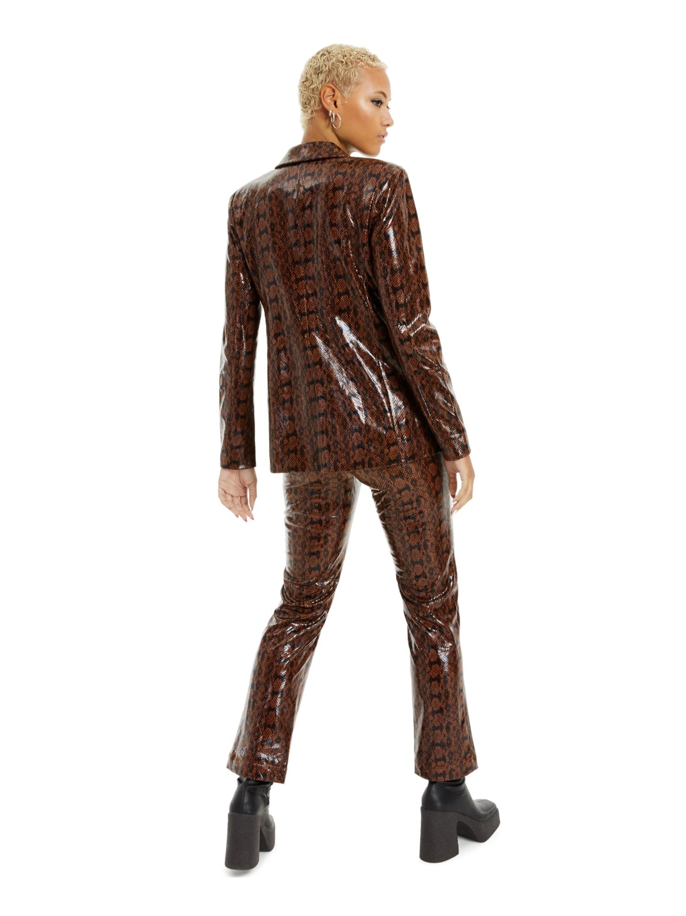 DANIELLE BERNSTEIN Womens Brown Animal Print Blazer Jacket XS