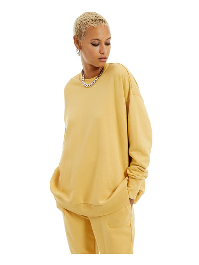 DANIELLE BERNSTEIN Womens Yellow Long Sleeve Crew Neck Sweatshirt XS