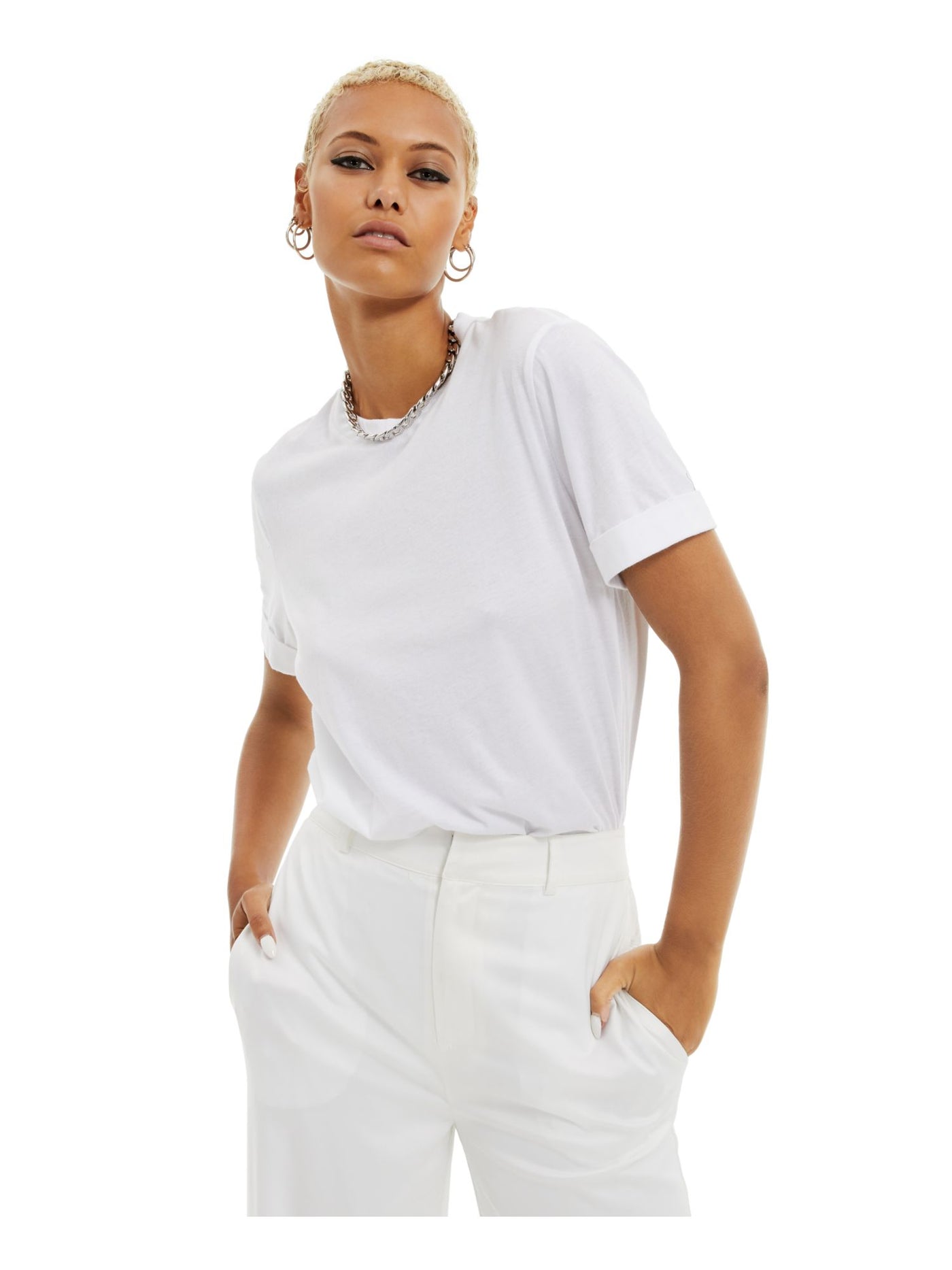 DANIELLE BERNSTEIN Womens White Heather Short Sleeve Crew Neck T-Shirt XL