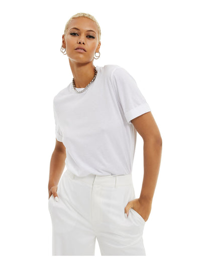 DANIELLE BERNSTEIN Womens White Heather Short Sleeve Crew Neck T-Shirt XL