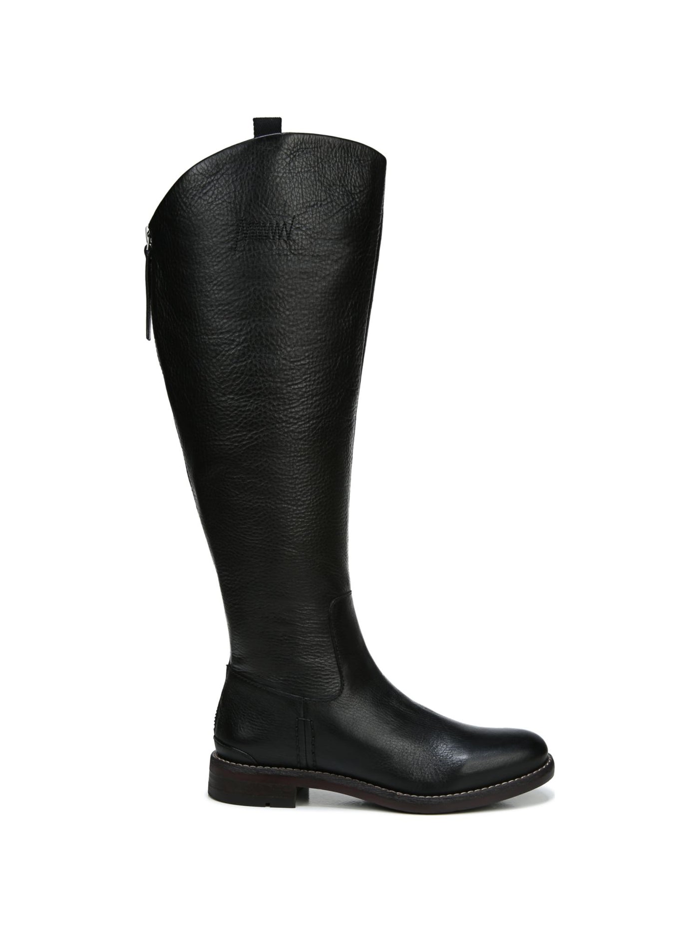 FRANCO SARTO Womens Black Back Zipper Closure Wide Calf Cushioned Meyer Almond Toe Block Heel Zip-Up Leather Riding Boot 8 M WC