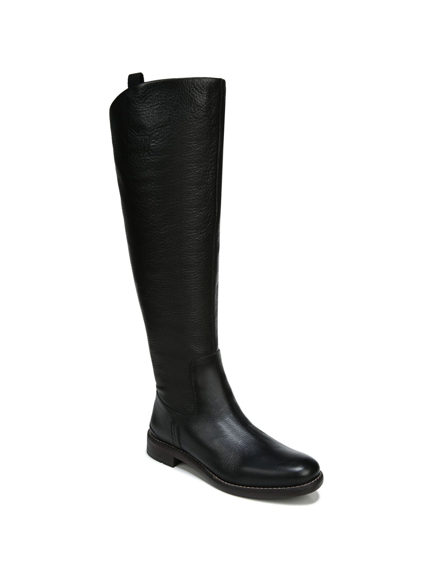 FRANCO SARTO Womens Black Back Zipper Closure Wide Calf Cushioned Meyer Almond Toe Block Heel Zip-Up Leather Riding Boot 8 M WC