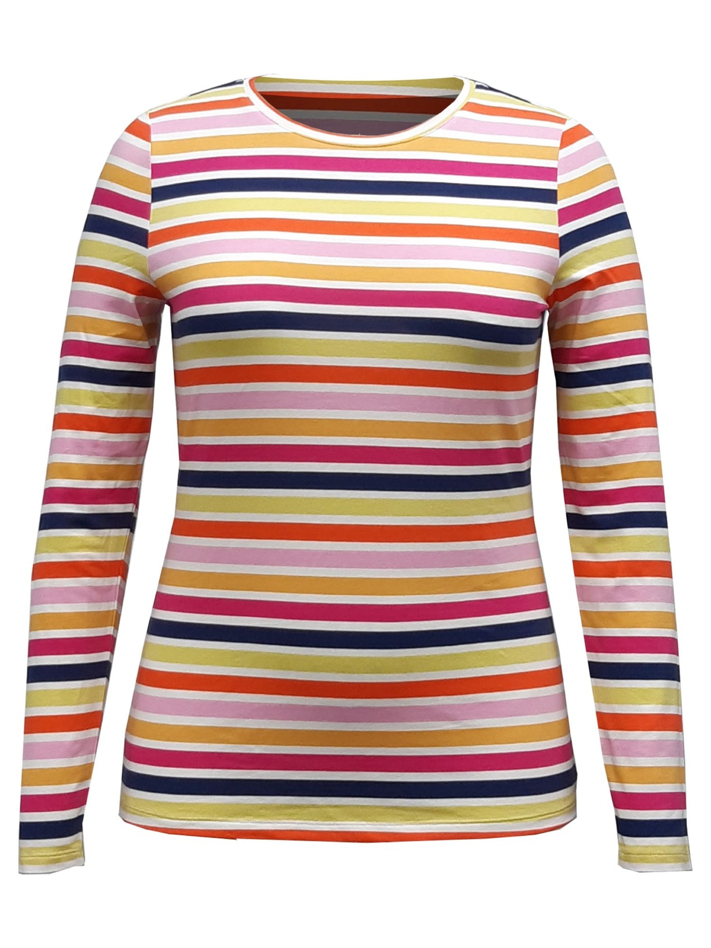 STYLE & COMPANY Womens Pink Striped Long Sleeve Crew Neck Top S