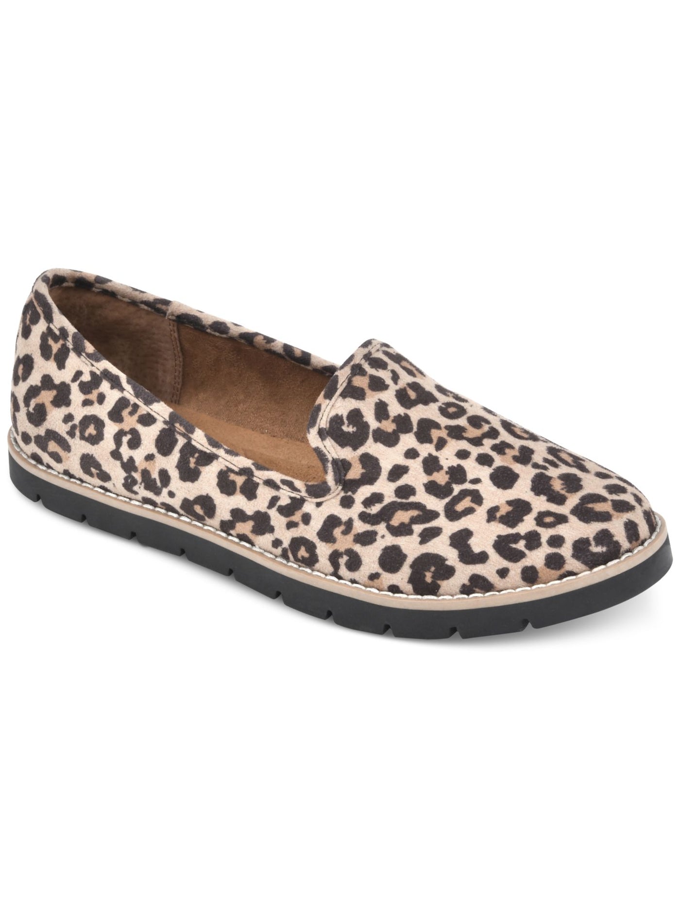 WHITE MOUNTAIN Womens Brown Animal Print Leopard 1/2" Platform Cushioned Denny Round Toe Slip On Loafers Shoes 6.5 M