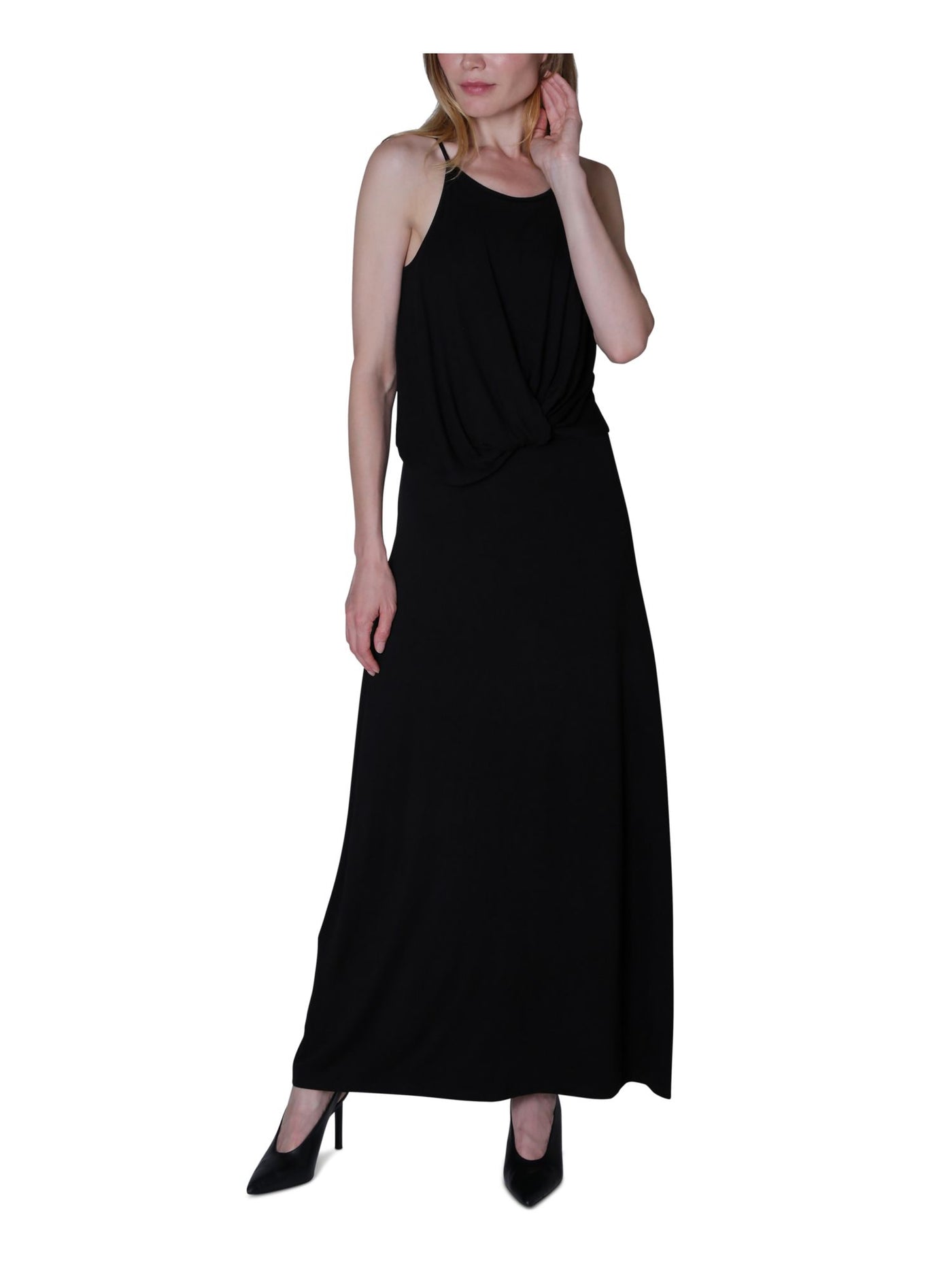 ULTRA FLIRT Womens Black Sleeveless Maxi Sheath Evening Dress Size: XS