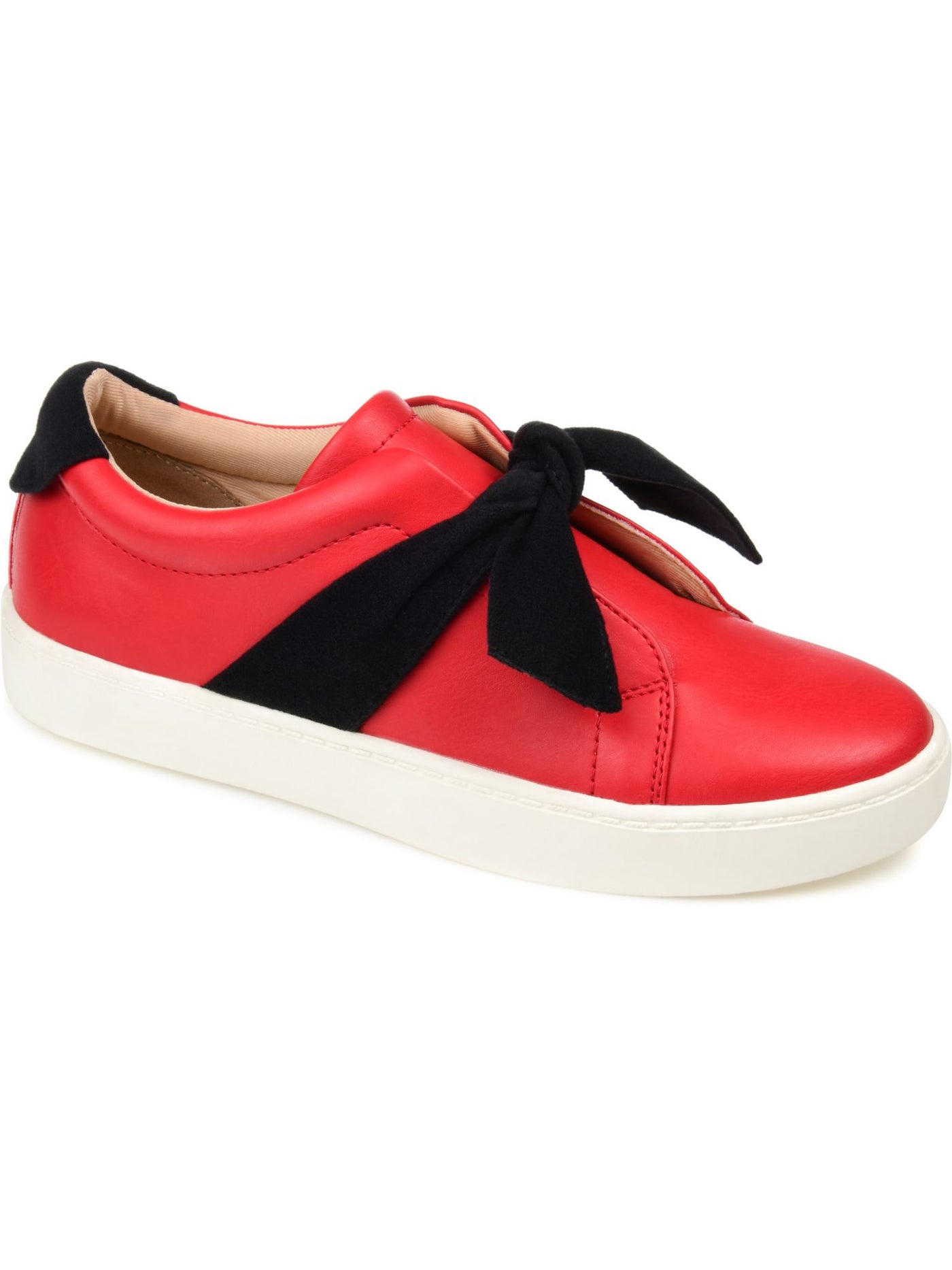 JOURNEE COLLECTION Womens Red Removable Insole Goring Cushioned Bow Accent Abrina Almond Toe Platform Slip On Sneakers Shoes 7.5