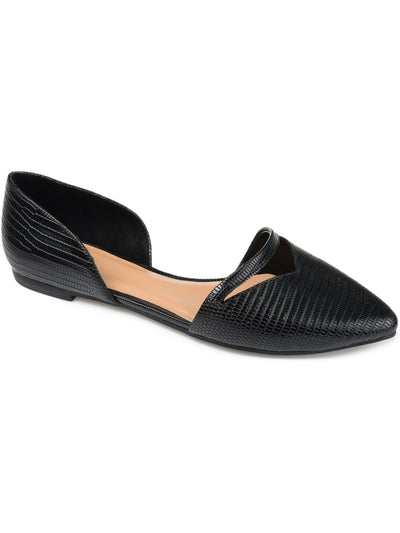 JOURNEE COLLECTION Womens Black Lizard Texture Cut Out Cushioned D Orsay Braely Pointed Toe Slip On Flats Shoes 12