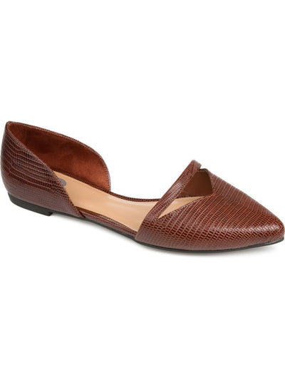 JOURNEE COLLECTION Womens Brown D'orsay Silhouette Cushioned Braely Pointed Toe Slip On Flats Shoes 6 M