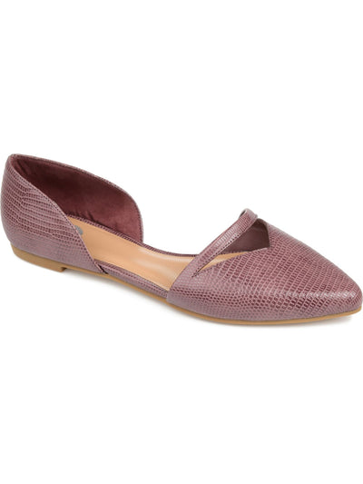 JOURNEE COLLECTION Womens Purple Lizard Texture D'orsay Cushioned Braely Pointed Toe Slip On Dress Flats Shoes 9.5 M