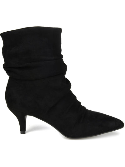 JOURNEE COLLECTION Womens Black Comfort Jo Pointed Toe Kitten Heel Slip On Slouch Boot 9.5