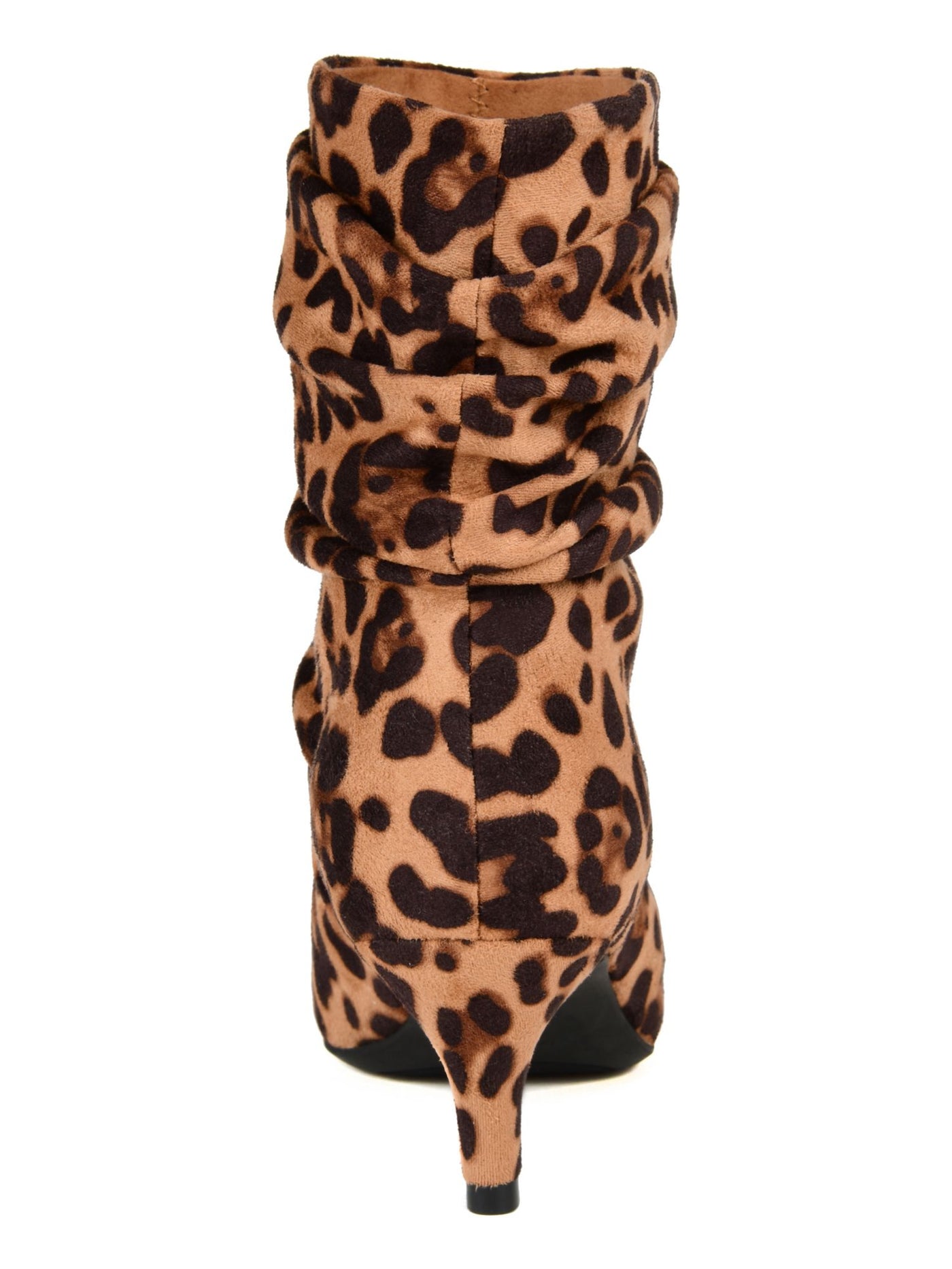 JOURNEE COLLECTION Womens Beige Leopard Print Comfort Jo Pointed Toe Kitten Heel Slip On Slouch Boot 9