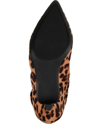 JOURNEE COLLECTION Womens Beige Leopard Print Comfort Jo Pointed Toe Kitten Heel Slip On Slouch Boot