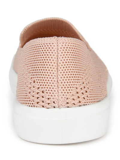 JOURNEE COLLECTION Womens Pink Knit Breathable Cushioned Meika Round Toe Platform Slip On Sneakers Shoes 6.5 M