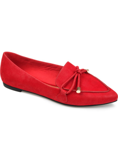 JOURNEE COLLECTION Womens Red Bow Accent Cushioned Muriel Pointed Toe Slip On Loafers Shoes 9.5