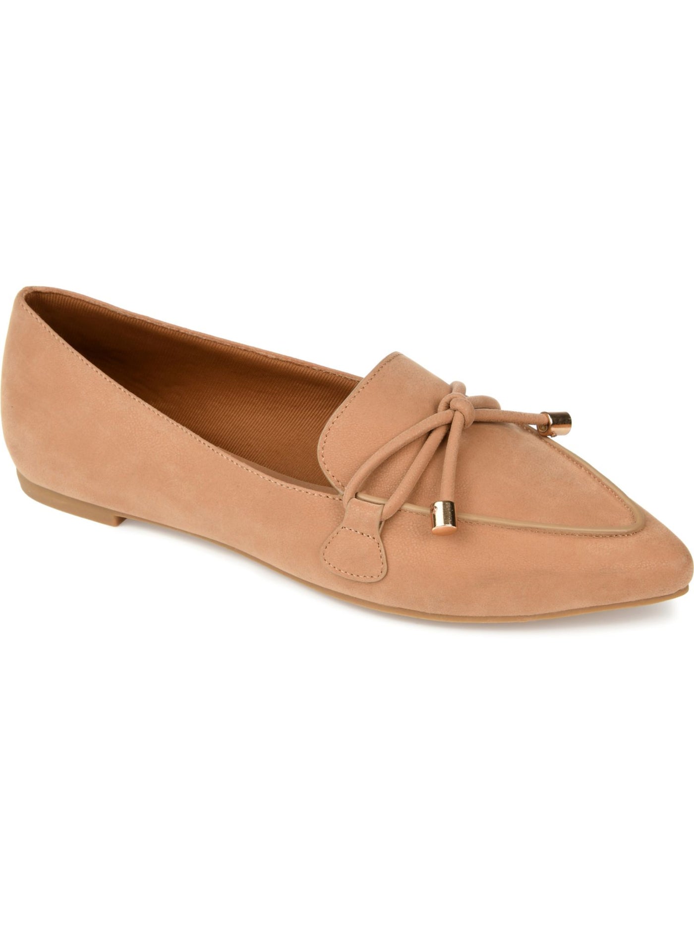 JOURNEE COLLECTION Womens Beige Bow Accent Cushioned Muriel Pointed Toe Slip On Loafers Shoes 7