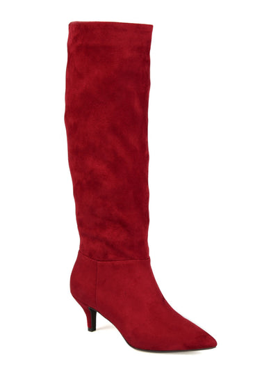 JOURNEE COLLECTION Womens Maroon Comfort Vellia Pointed Toe Kitten Heel Slip On Dress Boots 12 M