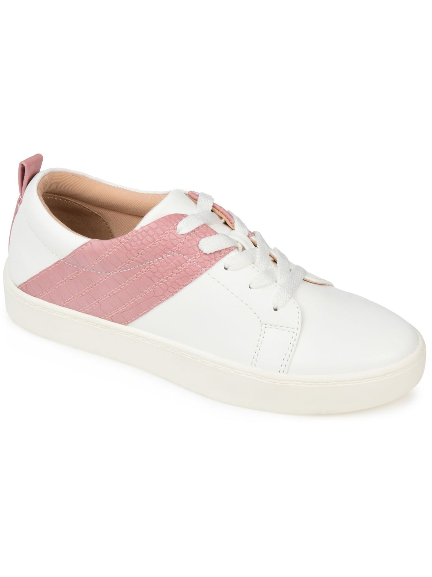 JOURNEE COLLECTION Womens Pink Cushioned Raaye Almond Toe Lace-Up Sneakers Shoes 6