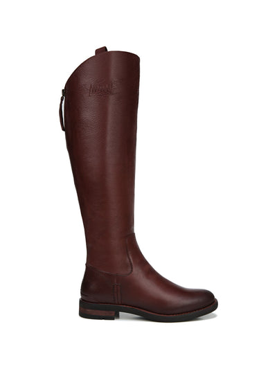 FRANCO SARTO Womens Maroon Stitch Detailing Padded Meyer Almond Toe Block Heel Zip-Up Leather Riding Boot 8.5 M