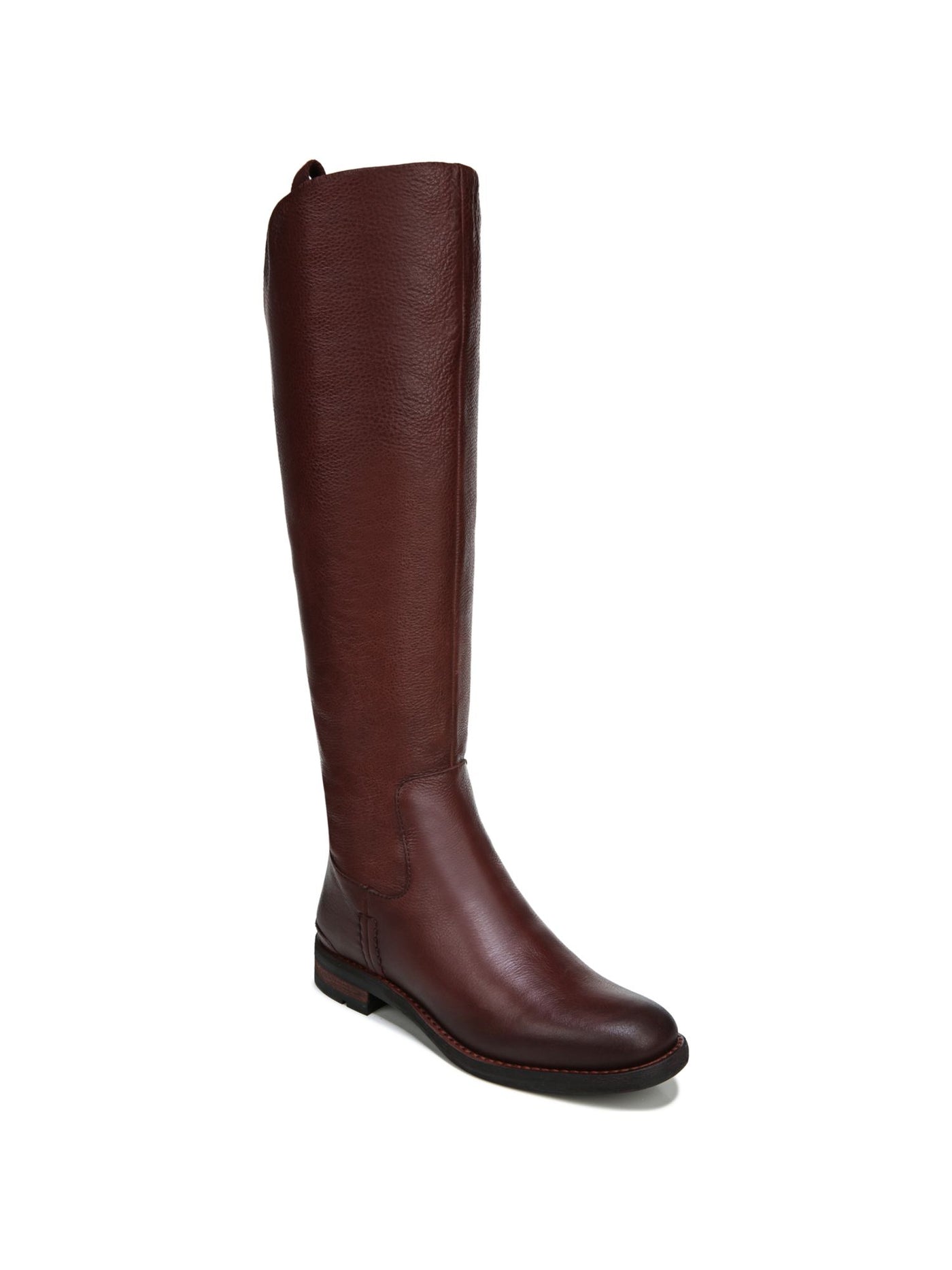 FRANCO SARTO Womens Red Stitch Detailing Padded Meyer Almond Toe Block Heel Zip-Up Leather Riding Boot 6.5 W