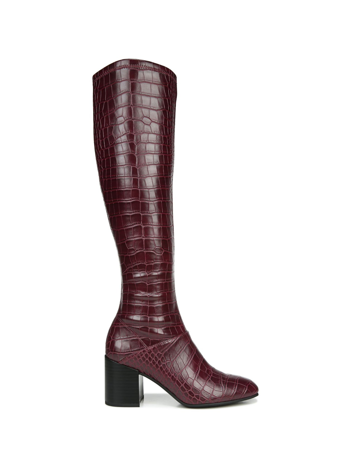 FRANCO SARTO Womens Burgundy Crocodile Cushioned Tribute Square Toe Block Heel Zip-Up Dress Boots 9.5 M