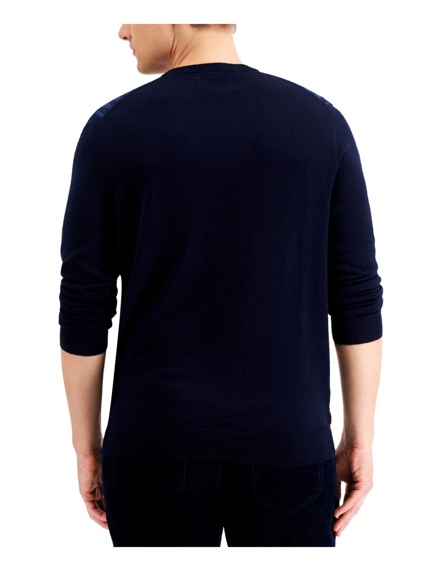 CLUBROOM Mens Navy Color Block Crew Neck Pullover Sweater XL