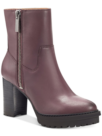 LUCKY BRAND Womens Burgundy 1 Platform Waterproof Padded Bajax Round Toe Block Heel Zip-Up Booties 10 M