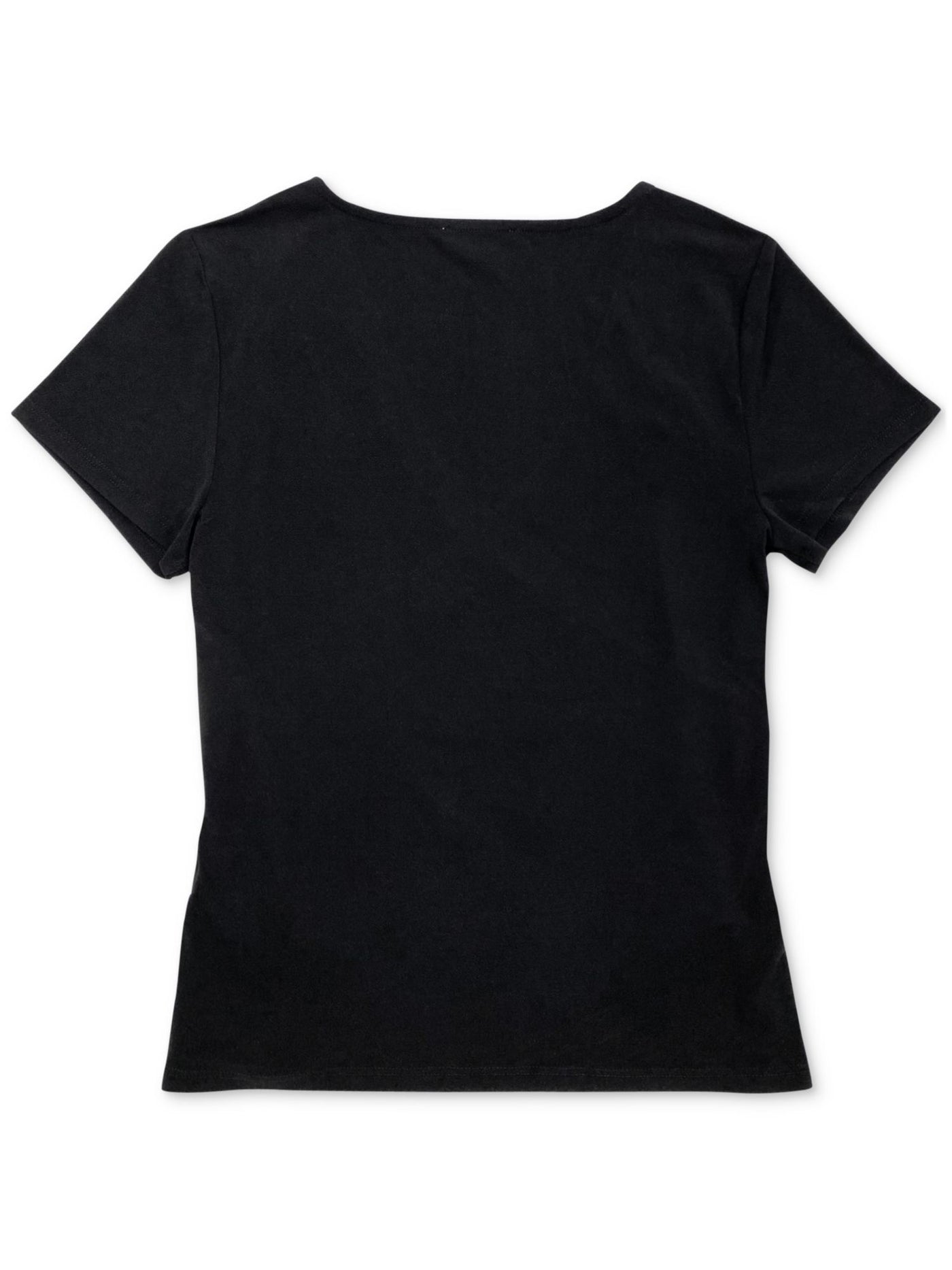 BAR III Womens Black Short Sleeve Surplice Neckline Wear To Work Faux Wrap Top S
