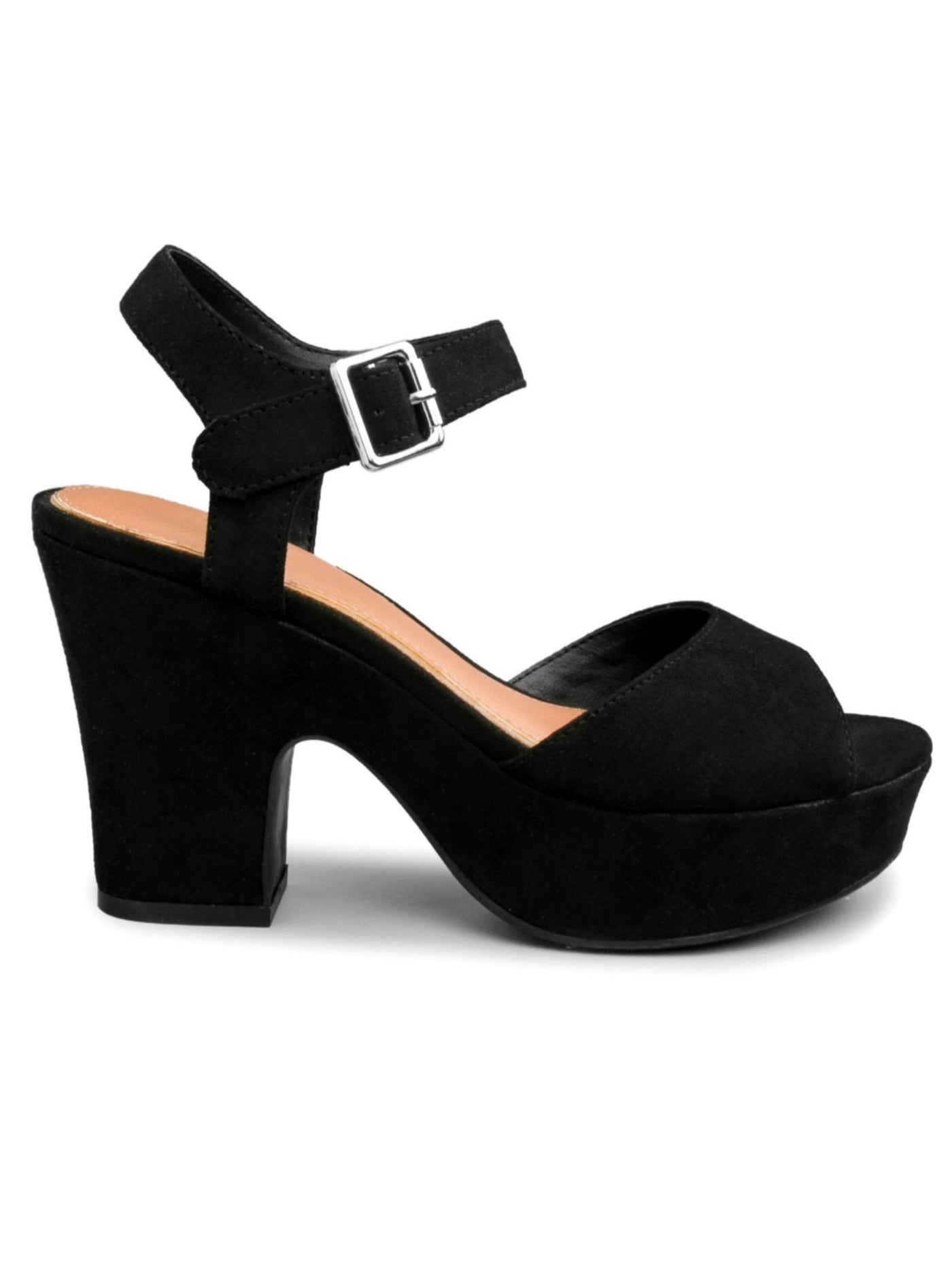 SUGAR Womens Black Animal Print Peep Toe Block Heel Buckle Dress Sandals Shoes 9.5