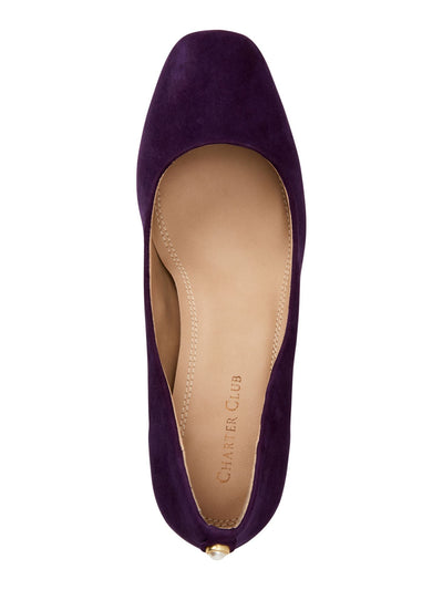 CHARTER CLUB Womens Plum Purple Padded Slip Resistant Saraa Square Toe Block Heel Slip On Leather Dress Pumps Shoes 6