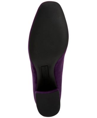 CHARTER CLUB Womens Plum Purple Padded Slip Resistant Saraa Square Toe Block Heel Slip On Leather Dress Pumps Shoes M