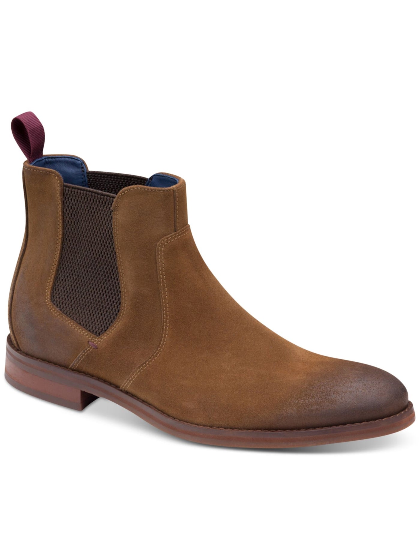 JOHNSTON & MURPHY Mens Brown Goring Comfort Danby Round Toe Block Heel Leather Boots Shoes 13 M