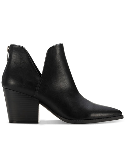SUN STONE Womens Black V-Notched Sides Slip Resistant Elizaa Pointed Toe Block Heel Zip-Up Booties 8 M